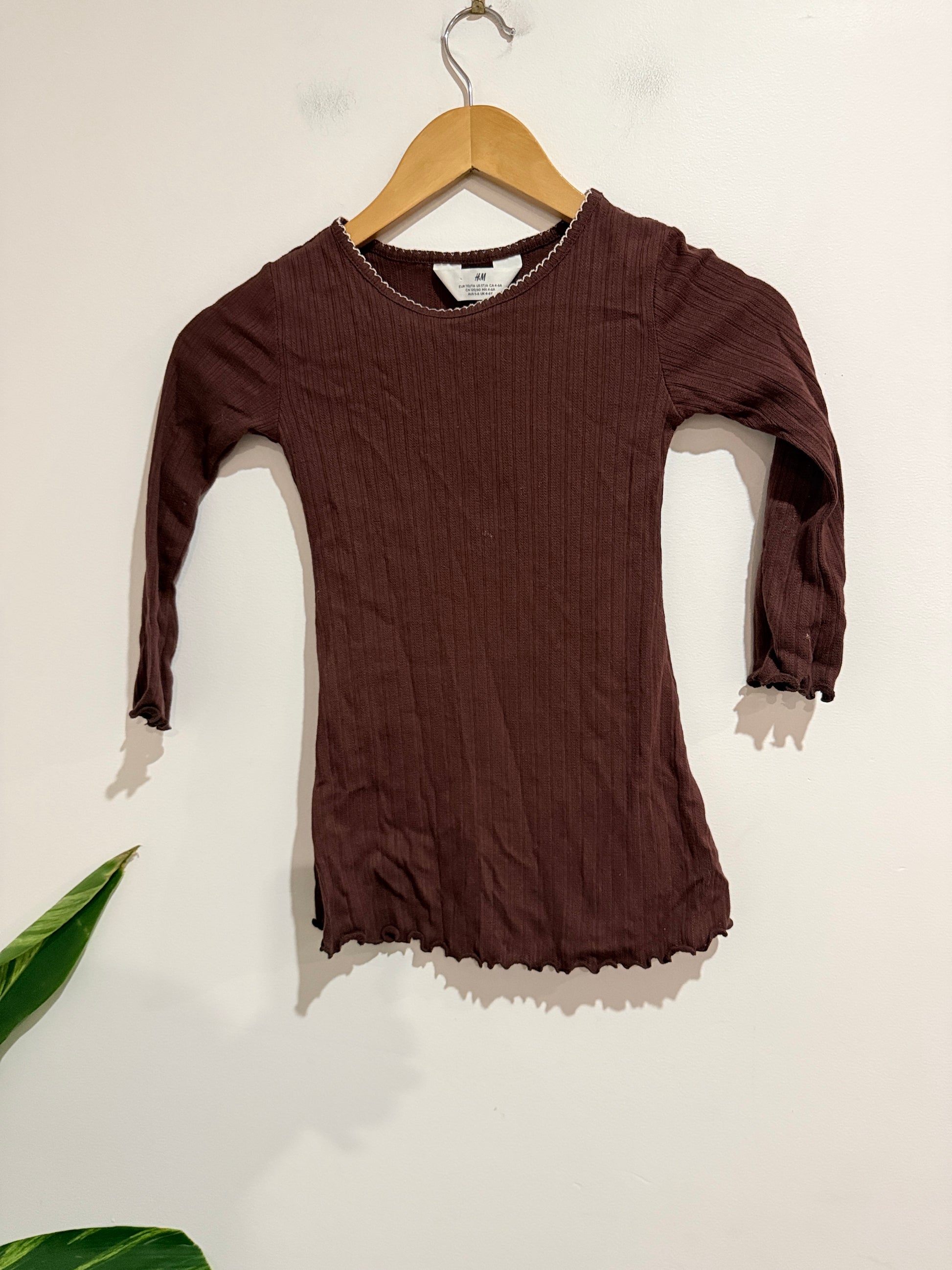 H & M Crinkled Texture Long-sleeve Top Size 4-6Y