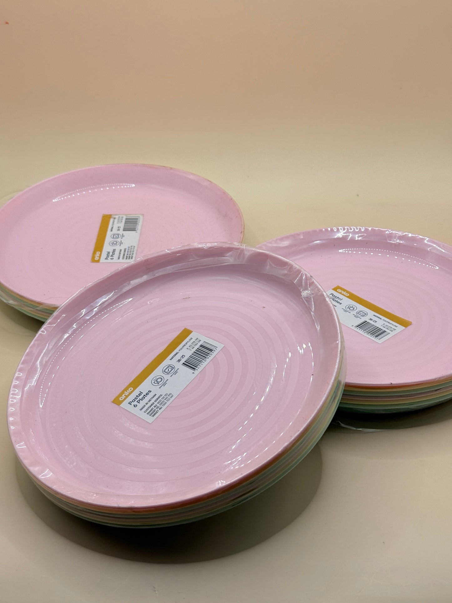 3x Sets Anko Pastel 6 Plates