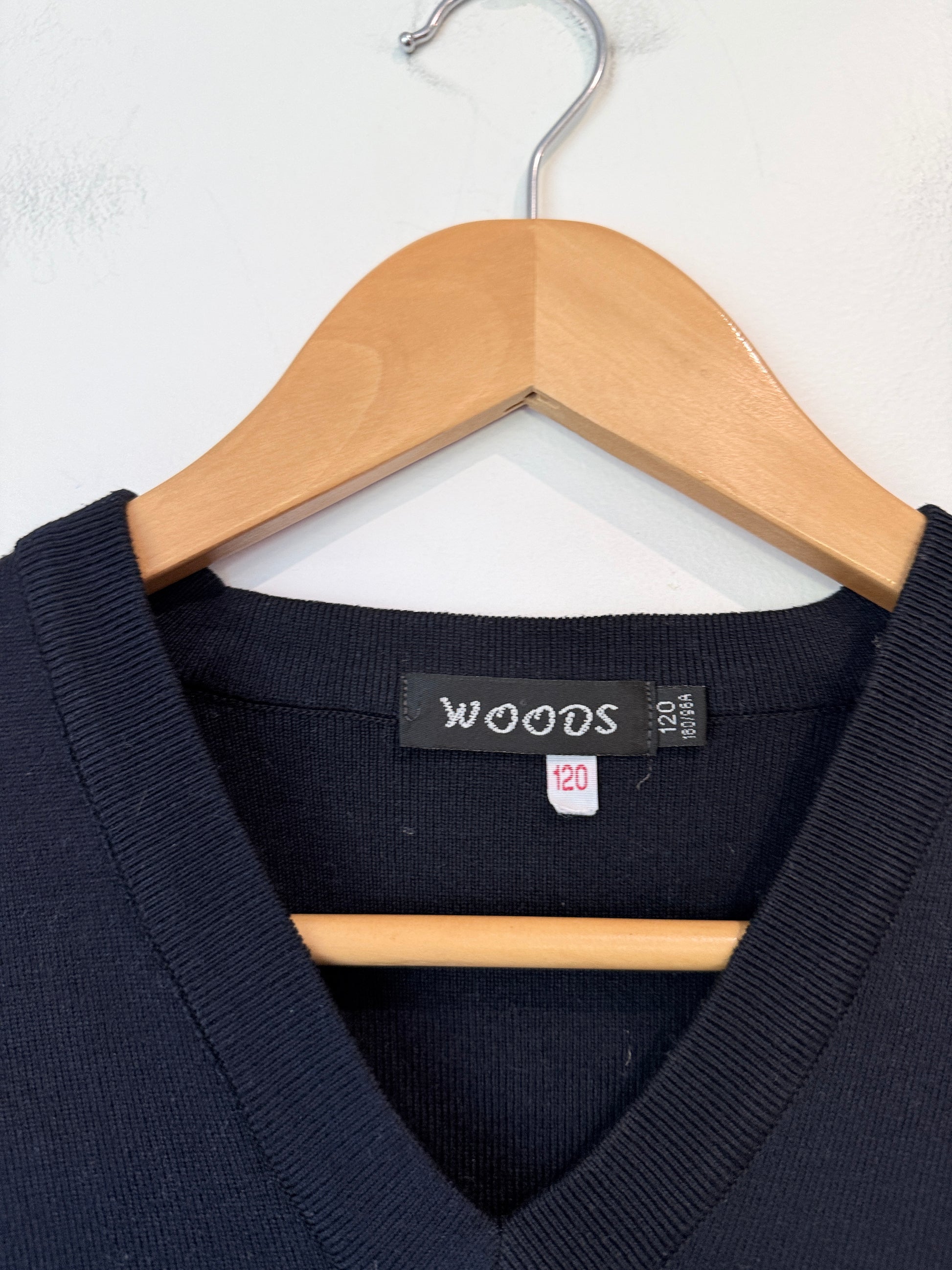 Woods V-neck Sweater Size 120 | U/Arm to U/Arm 49cm