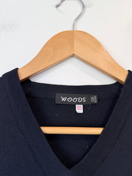Woods V-neck Sweater Size 120 | U/Arm to U/Arm 49cm