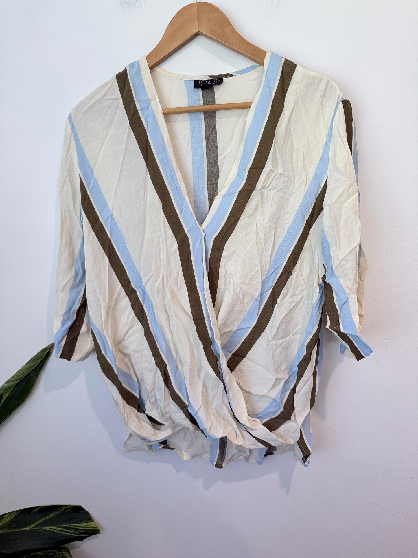 Topshop Striped Crossover Top Size 8