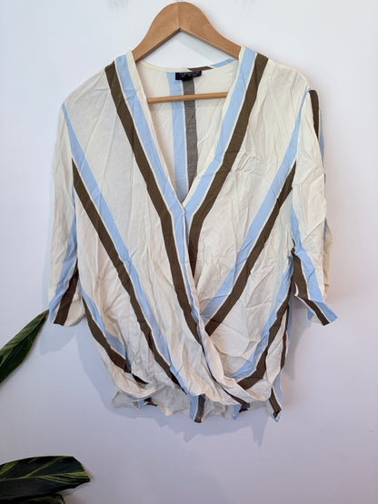 Topshop Striped Crossover Top Size 8