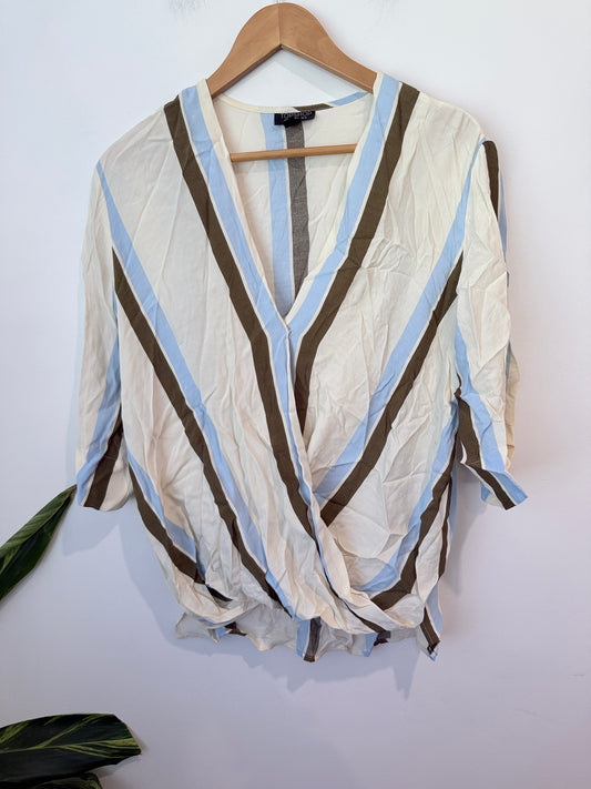 Topshop Striped Crossover Top Size 8