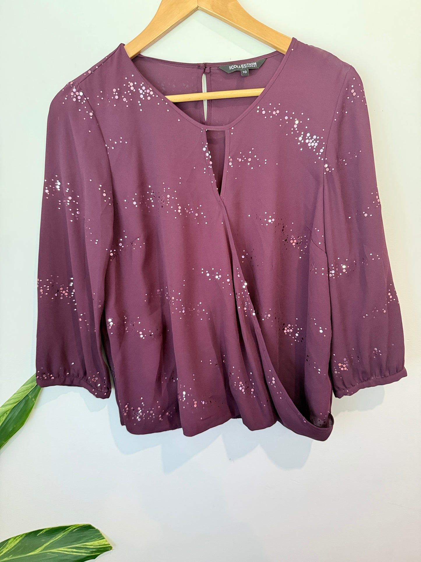 The Collection Sequin Notch Neck Shirt Size 10 | Euro 38
