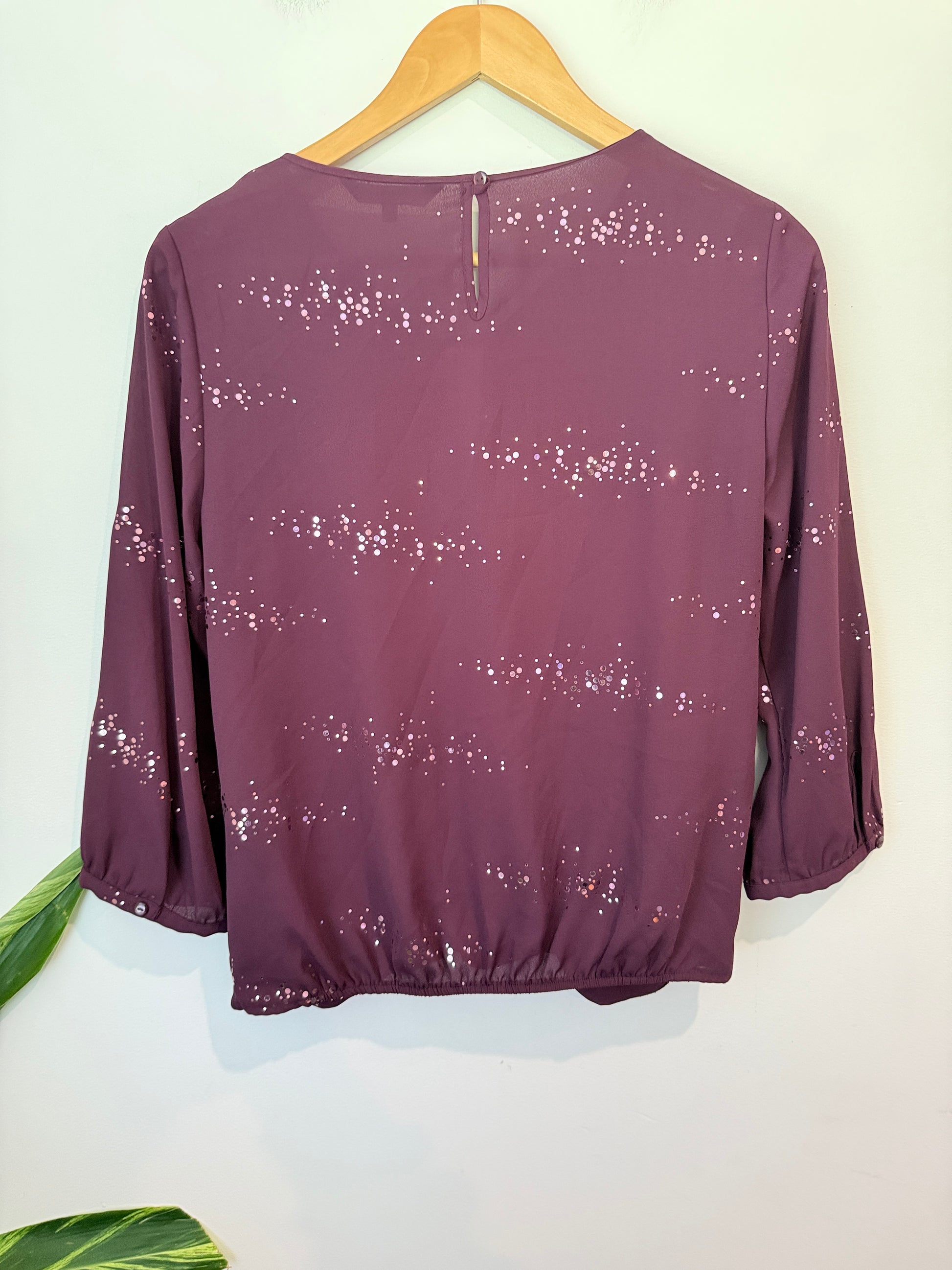 The Collection Sequin Notch Neck Shirt Size 10 | Euro 38