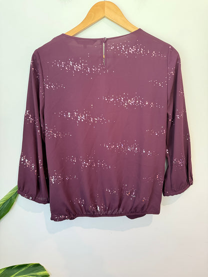 The Collection Sequin Notch Neck Shirt Size 10 | Euro 38