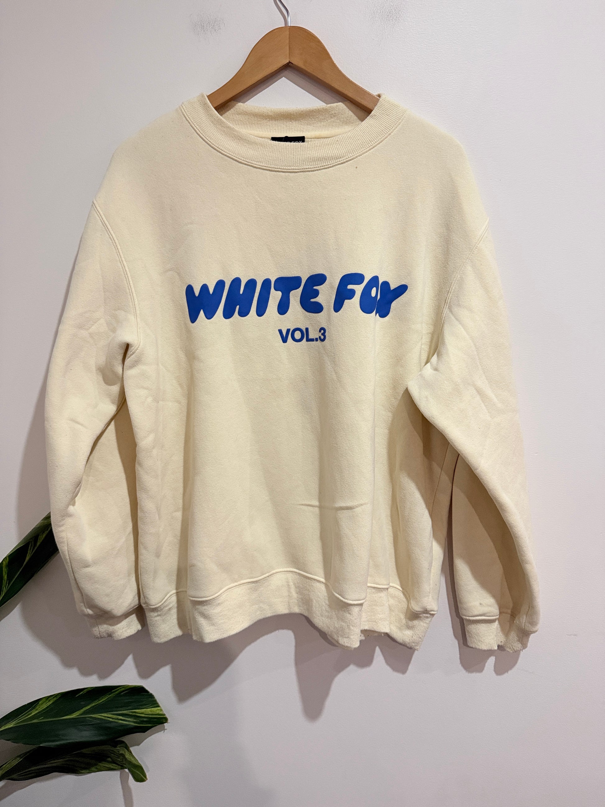 White Fox Crew Neck Sweater Size M/L