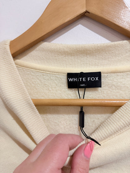 White Fox Crew Neck Sweater Size M/L