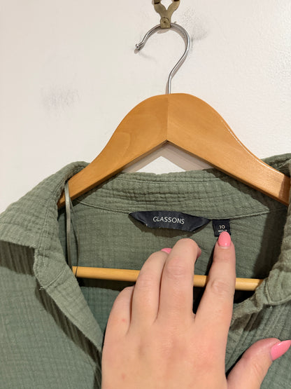 Glassons Cropped Button-up Shirt Size 10