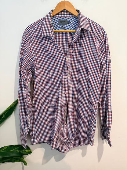 Brooksfield Luxe Gingham Check Button-down Shirt Size 44