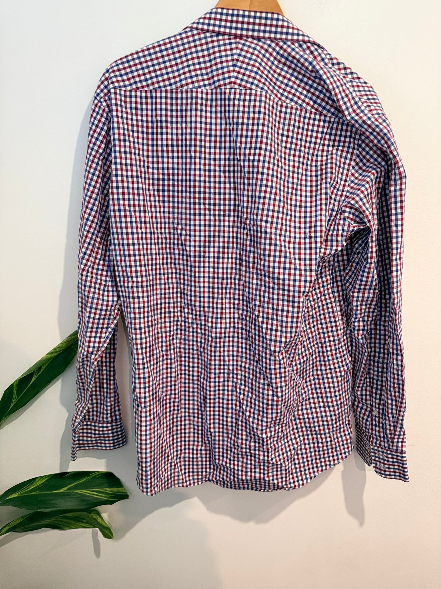 Brooksfield Luxe Gingham Check Button-down Shirt Size 44
