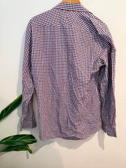 Brooksfield Luxe Gingham Check Button-down Shirt Size 44