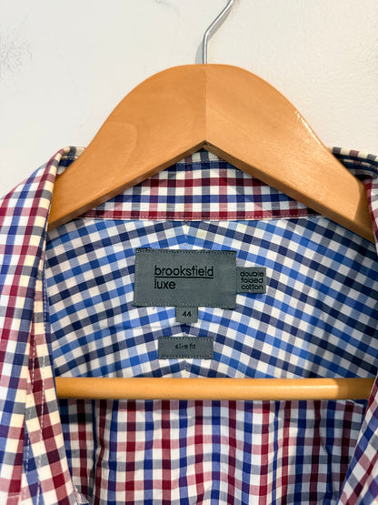Brooksfield Luxe Gingham Check Button-down Shirt Size 44