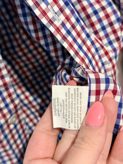 Brooksfield Luxe Gingham Check Button-down Shirt Size 44