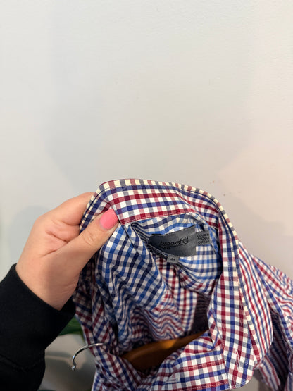 Brooksfield Luxe Gingham Check Button-down Shirt Size 44