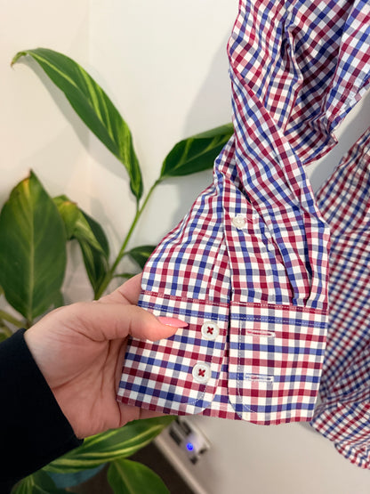 Brooksfield Luxe Gingham Check Button-down Shirt Size 44