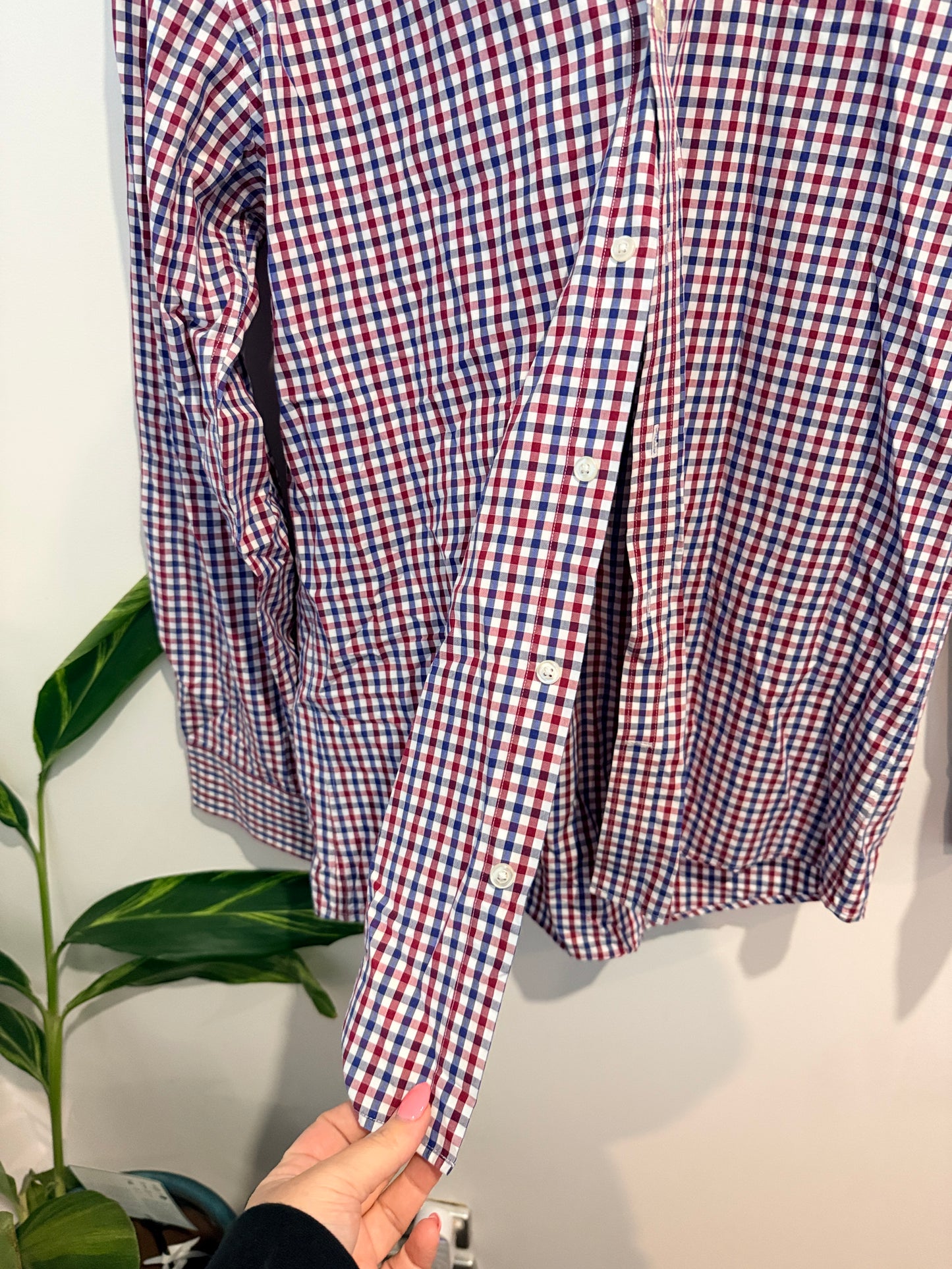 Brooksfield Luxe Gingham Check Button-down Shirt Size 44