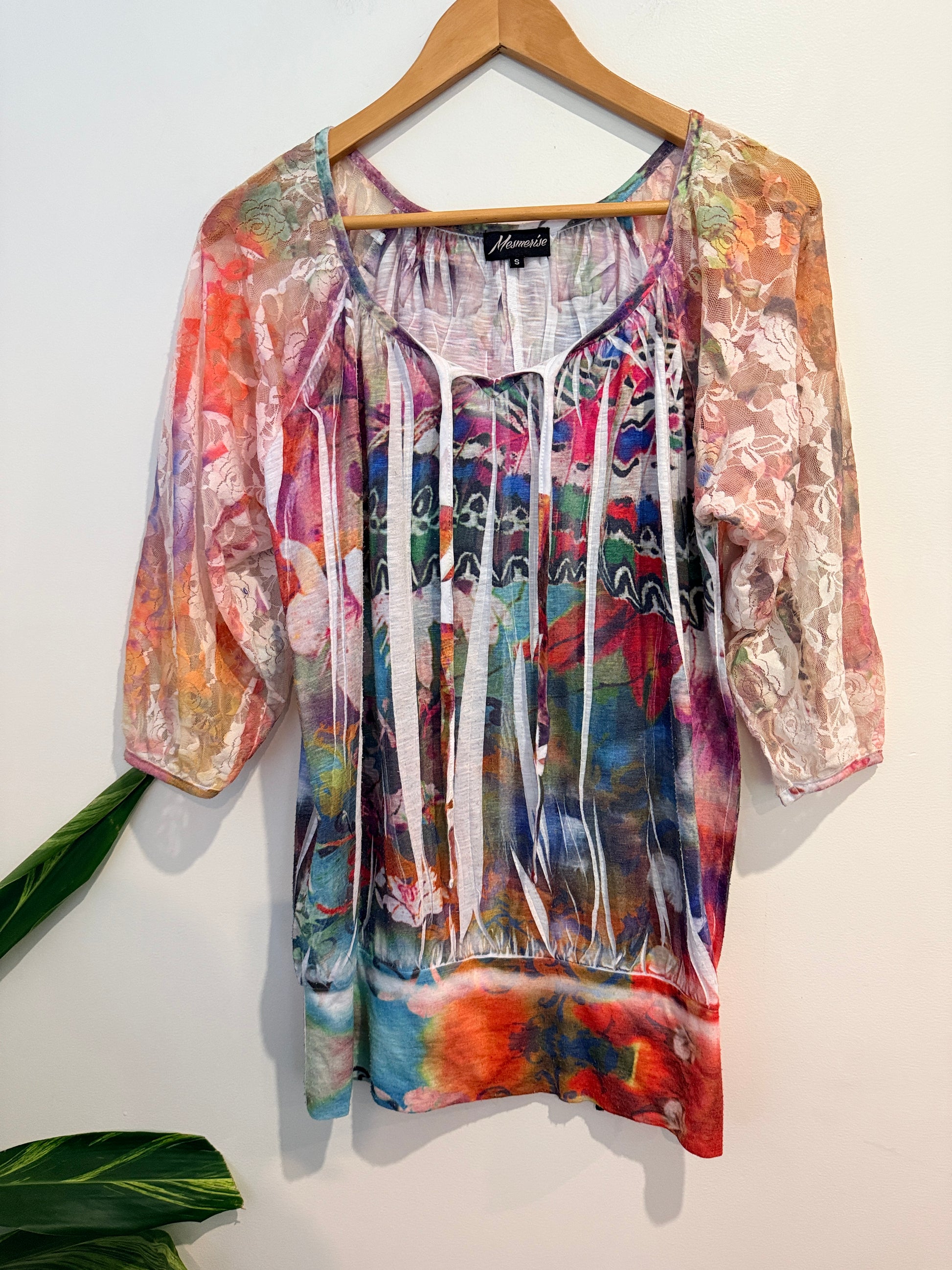 Mesmerise Multicolor Sheer Tunic Top Size S