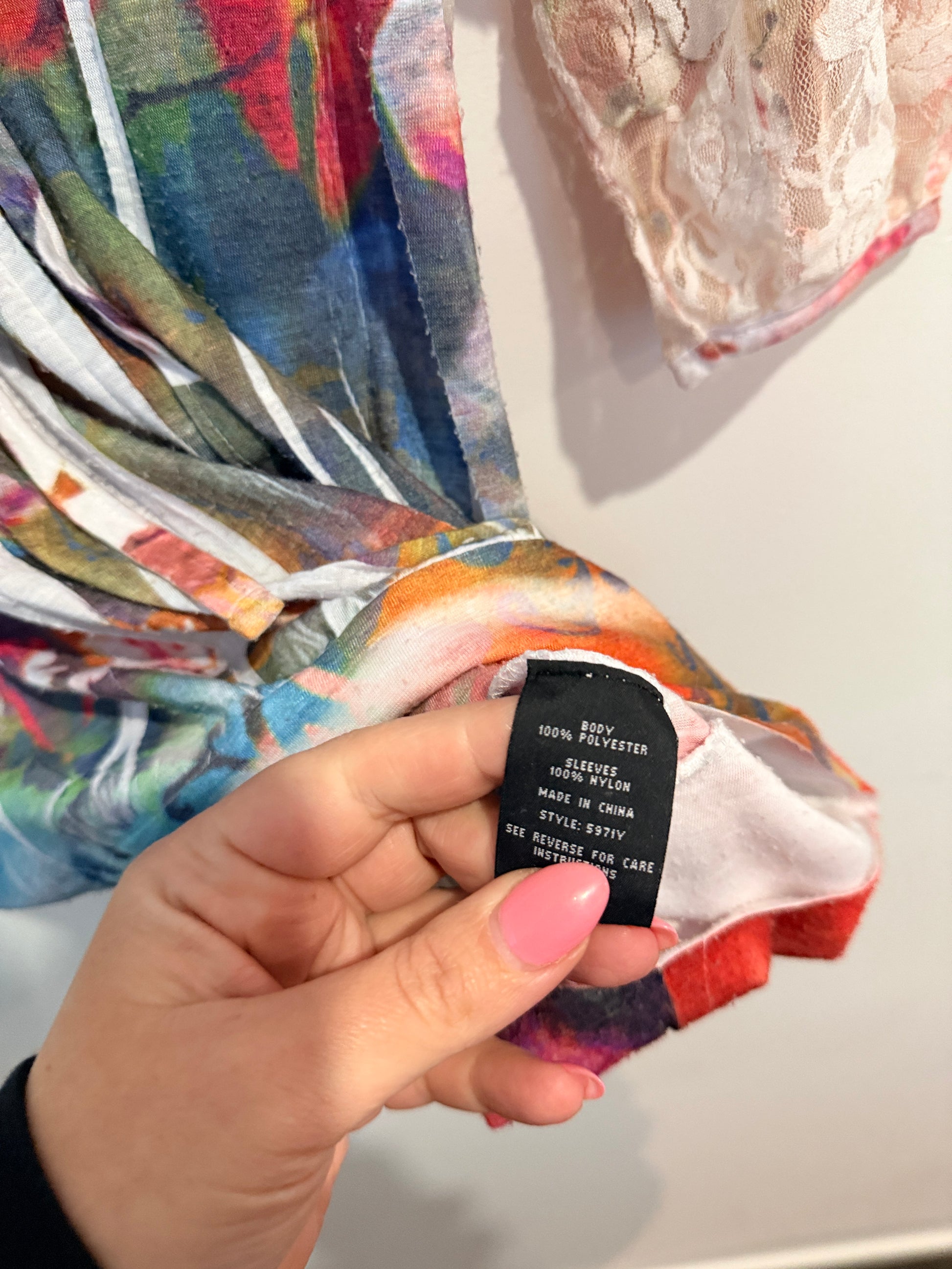 Mesmerise Multicolor Sheer Tunic Top Size S
