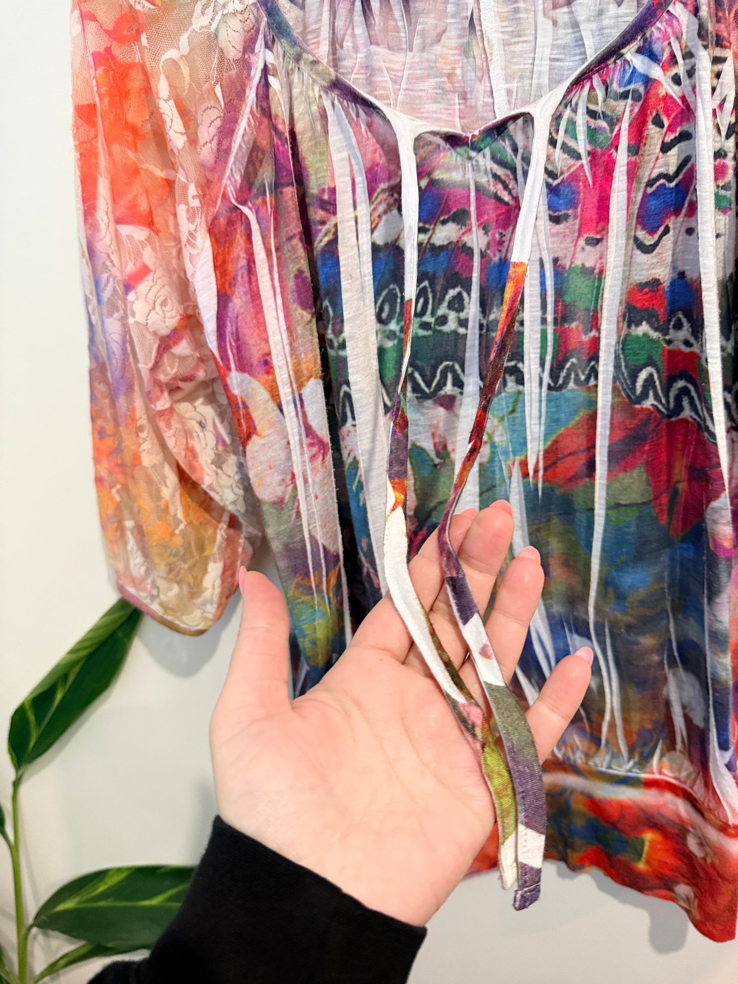 Mesmerise Multicolor Sheer Tunic Top Size S