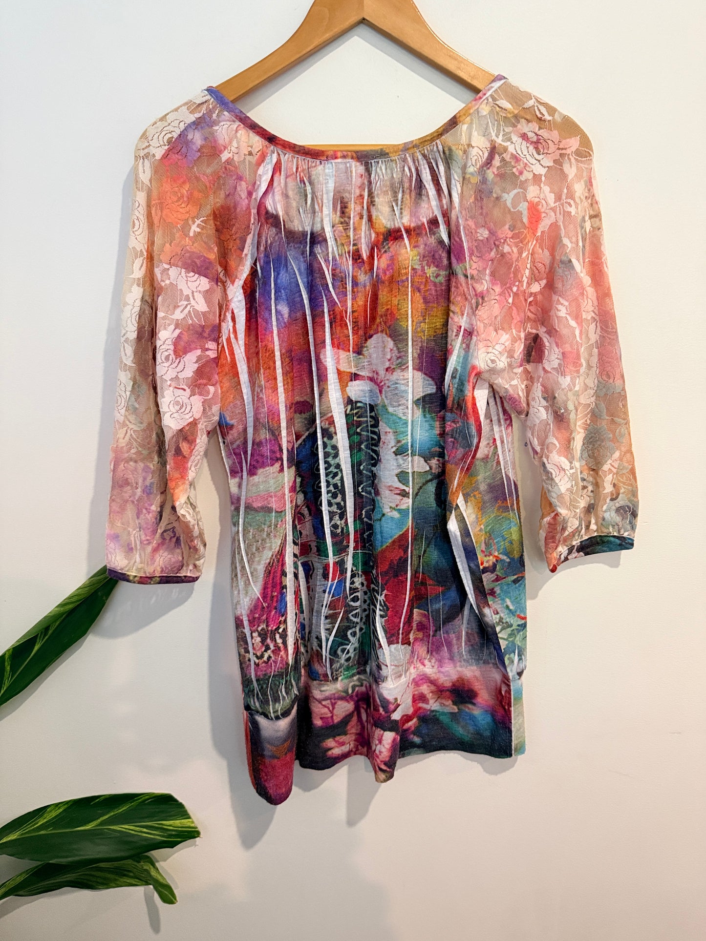 Mesmerise Multicolor Sheer Tunic Top Size S