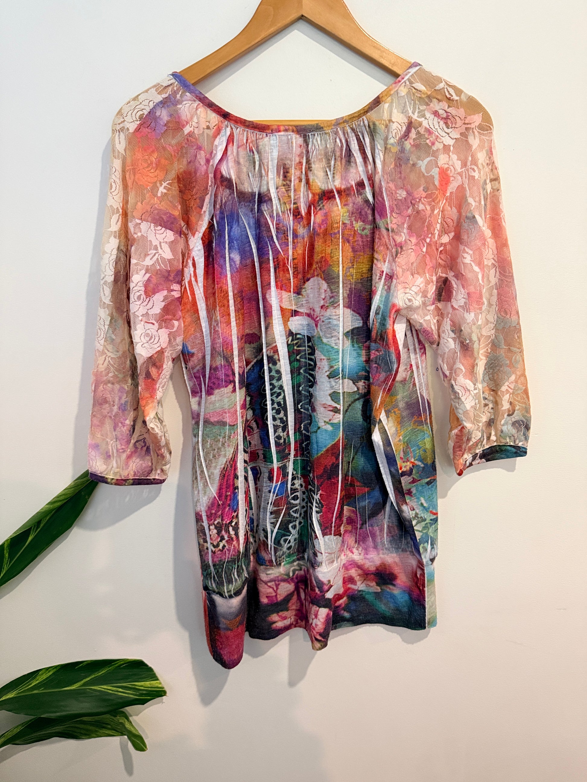 Mesmerise Multicolor Sheer Tunic Top Size S