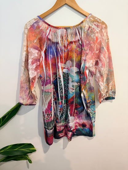 Mesmerise Multicolor Sheer Tunic Top Size S