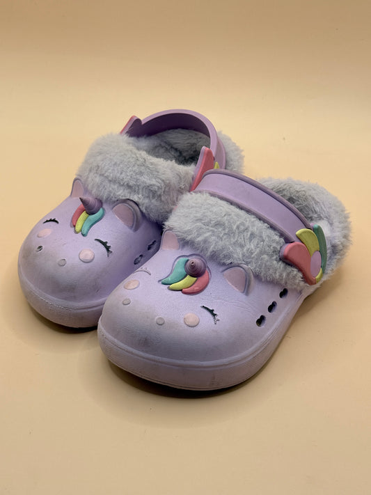 Kids Unicorn Fleece-Lined Clogs Size 6 / 18cm