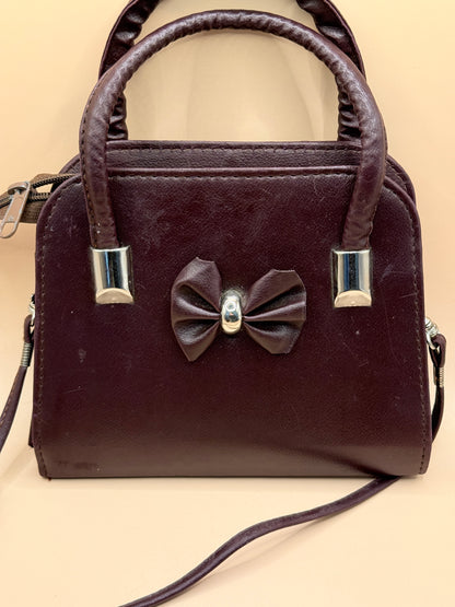 Brown Bow Detail Mini Handbag