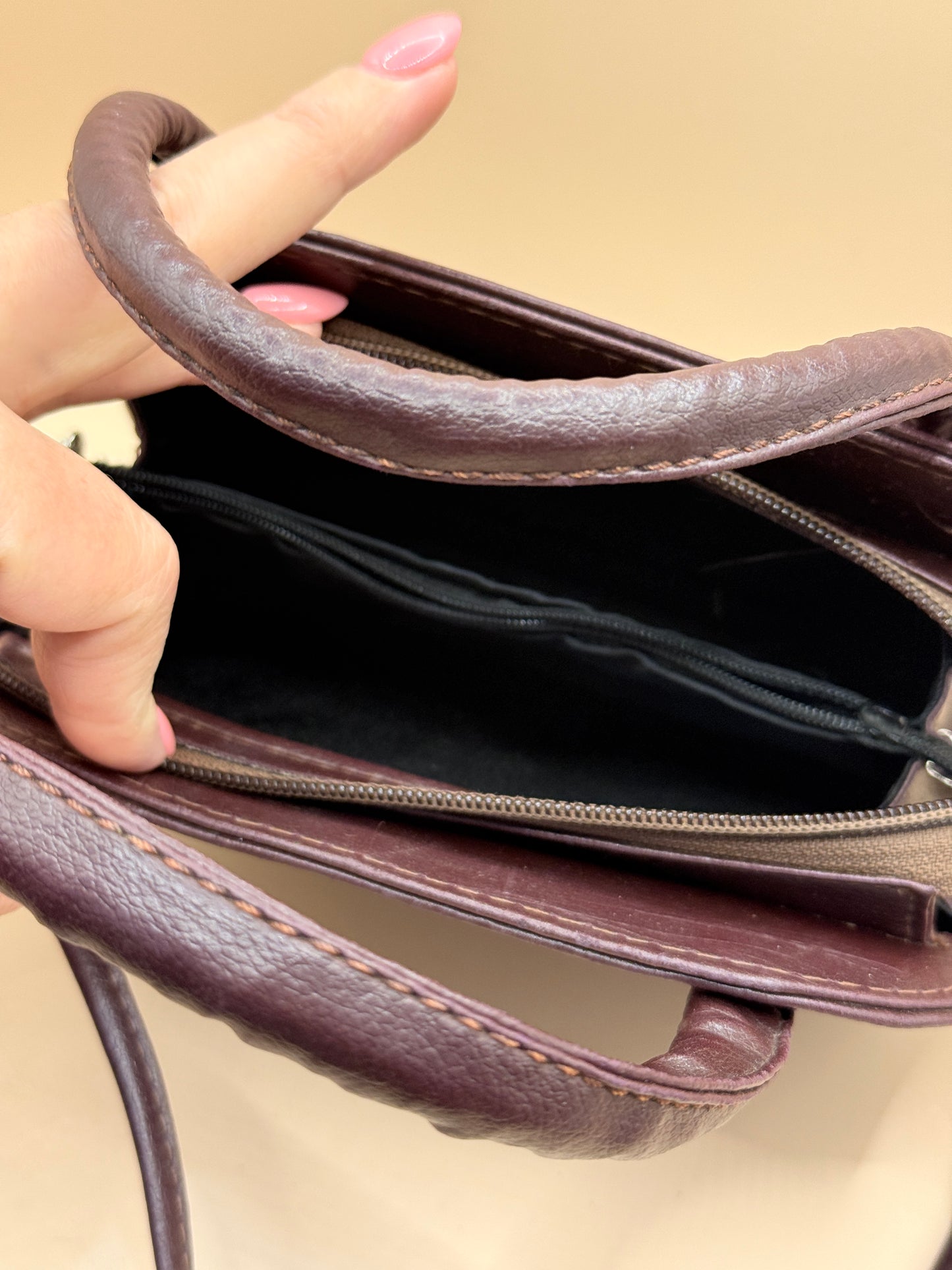 Brown Bow Detail Mini Handbag