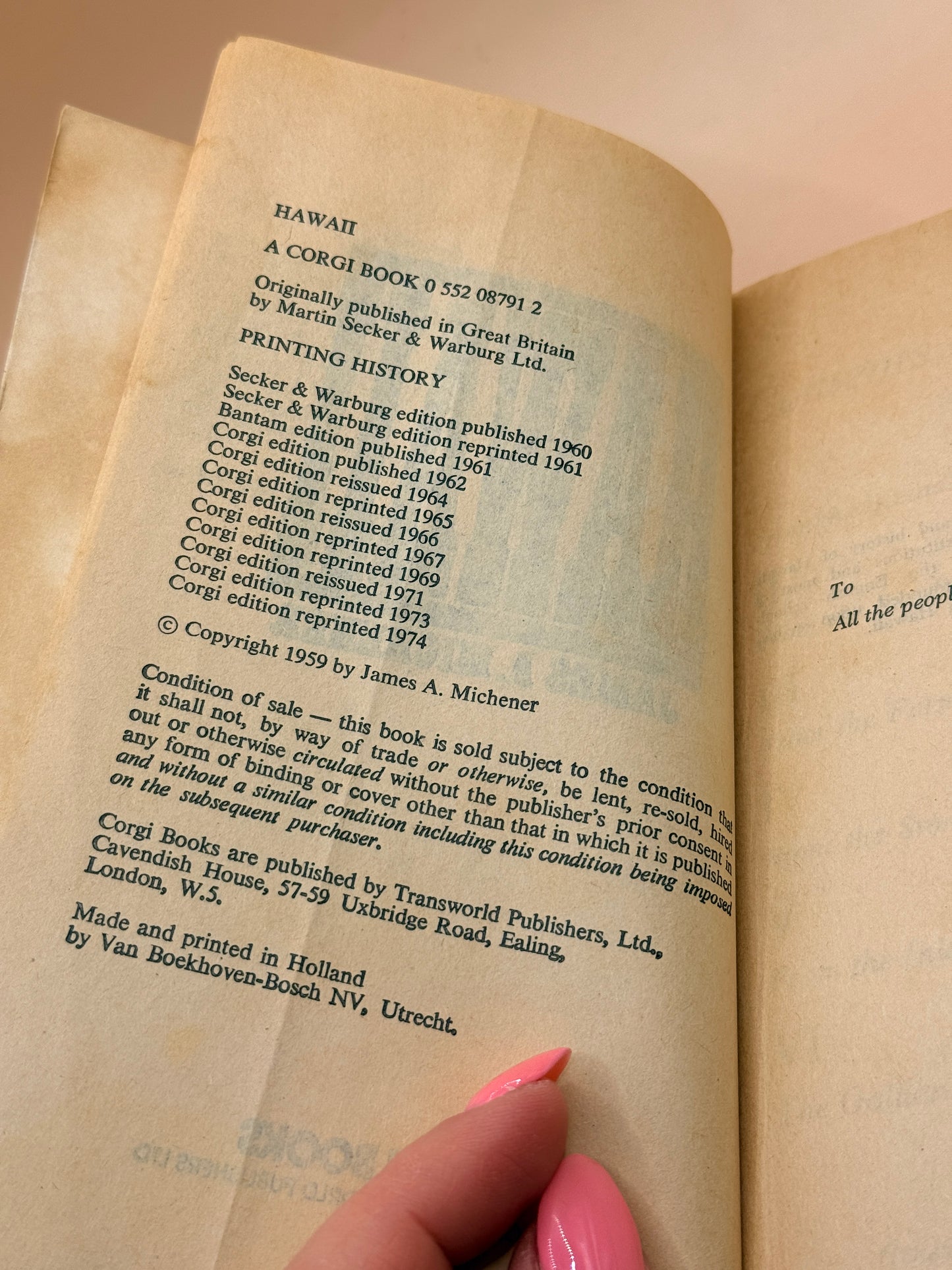 Hawaii by James A. Michener 1974