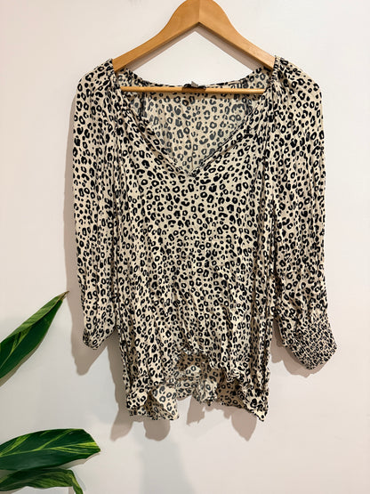 Witchery Leopard-print Tunic Shirt Size 16
