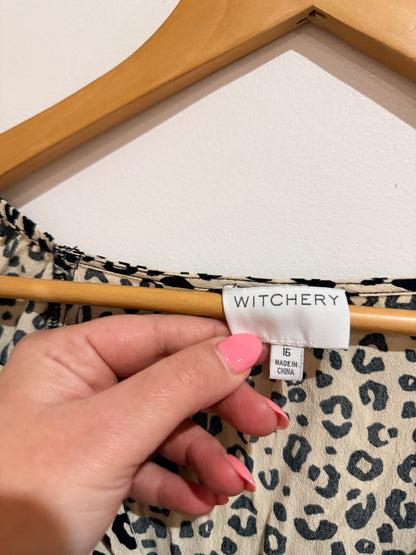 Witchery Leopard-print Tunic Shirt Size 16