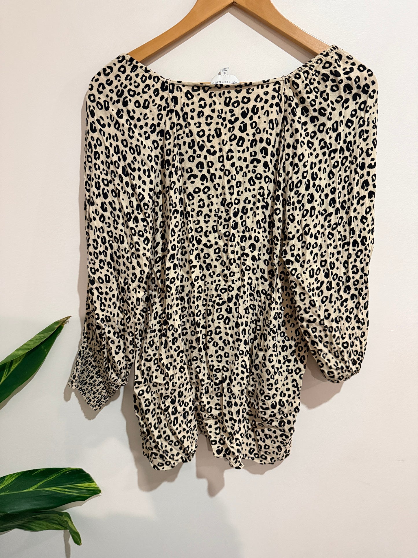 Witchery Leopard-print Tunic Shirt Size 16