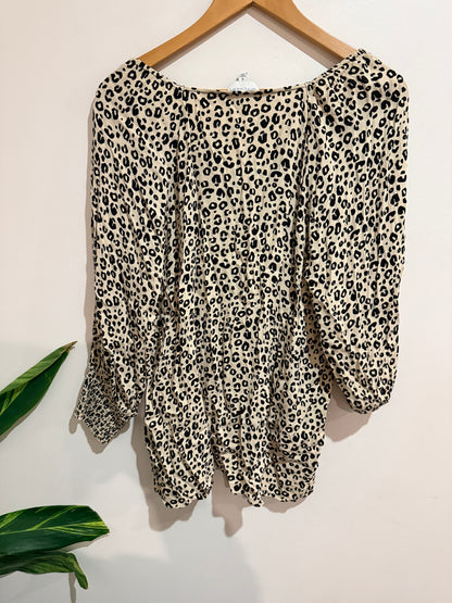 Witchery Leopard-print Tunic Shirt Size 16