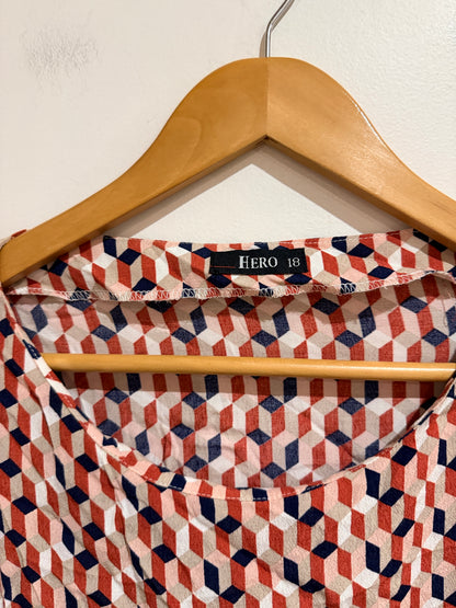 Hero Patterned Chiffon Shirt Size 18