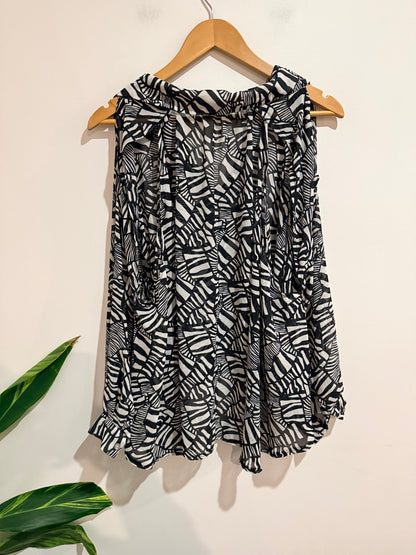 Cotton:on Abstract Print Cold-shoulder Shirt Size L