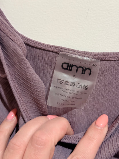 Aimn Ribbed Scoop Neck Tank Top Size S