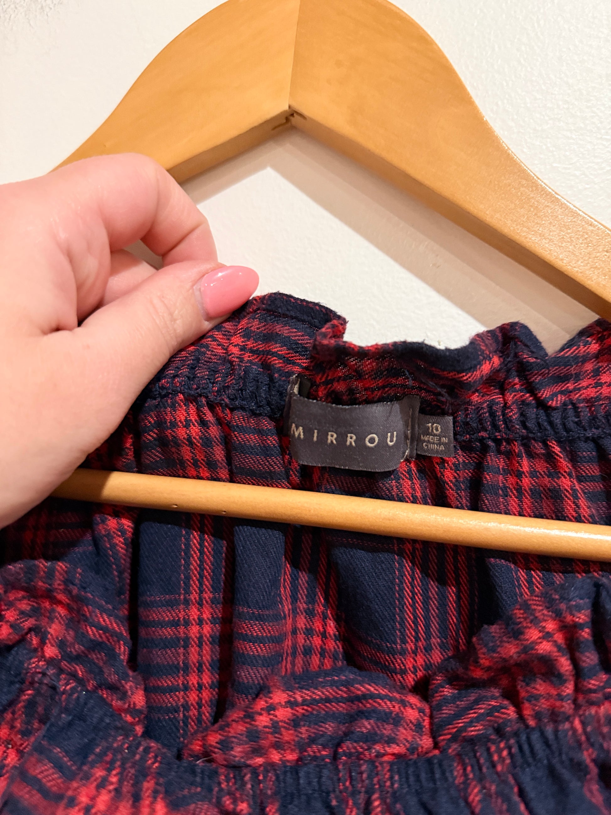 Mirrou Plaid Off-the-shoulder Crop Top Size 10