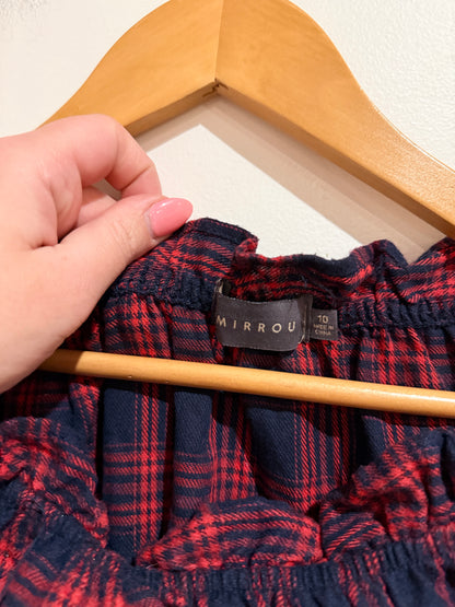 Mirrou Plaid Off-the-shoulder Crop Top Size 10