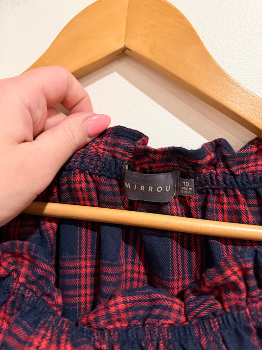 Mirrou Plaid Off-the-shoulder Crop Top Size 10