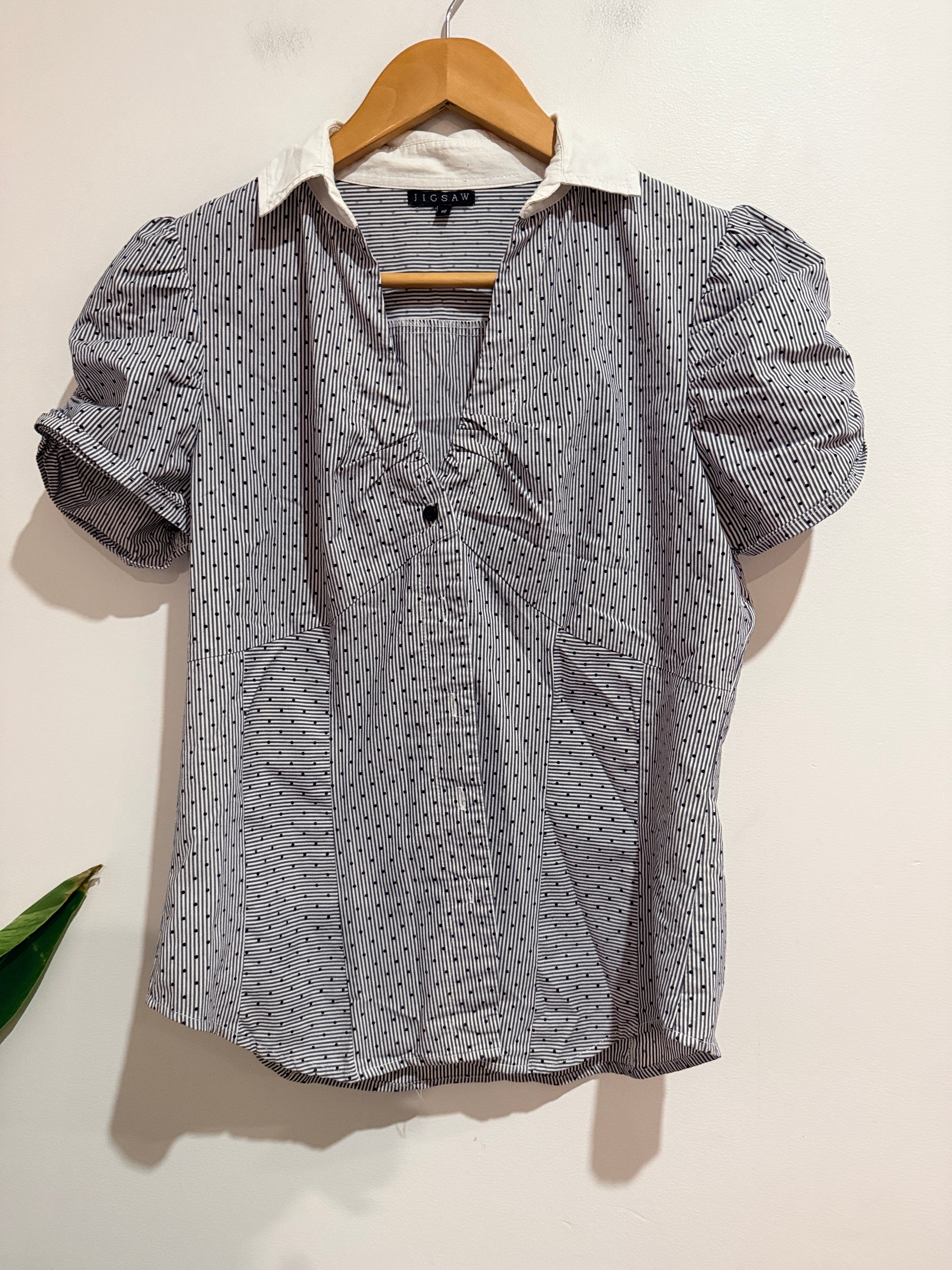 Jigsaw Short Puff Sleeves Shirt Size 10