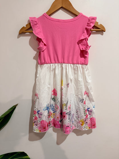 Toddler Girls Floral Print Dress Size 120 | U/Arm to U/Arm 30cm