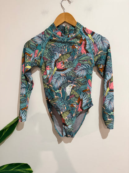 Kids One-piece Rash Guard Swimsuit Size 4-10