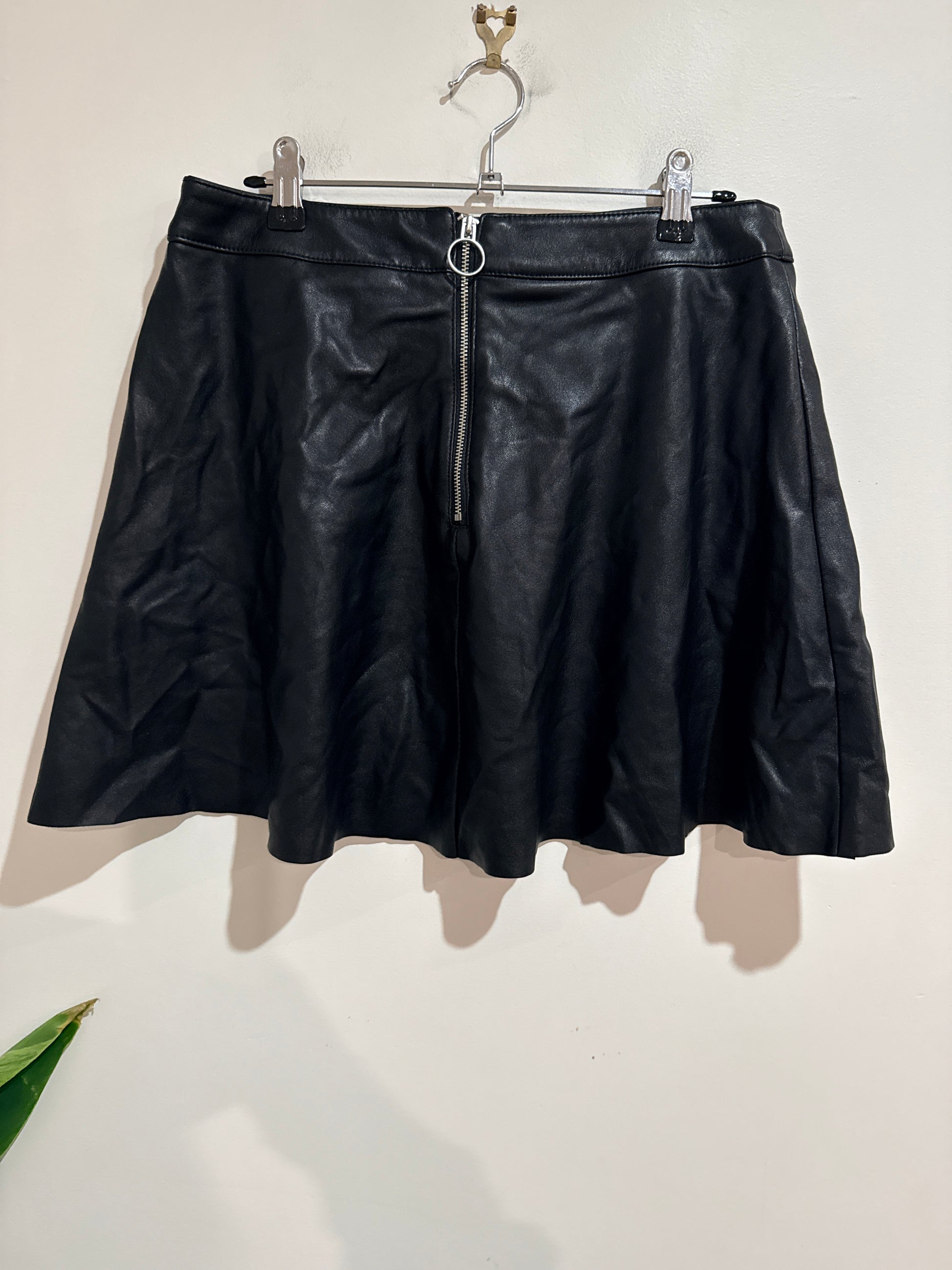 H & M Divided Faux Leather Mini Skirt Size 12