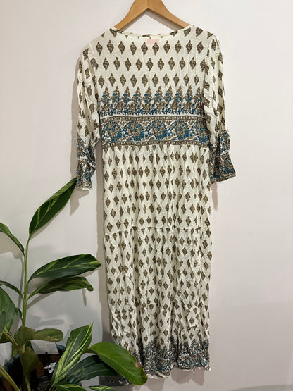 Dancing Tomatoes Bohemian-style Maxi Dress Size 12 | U/Arm to U/Arm 48cm