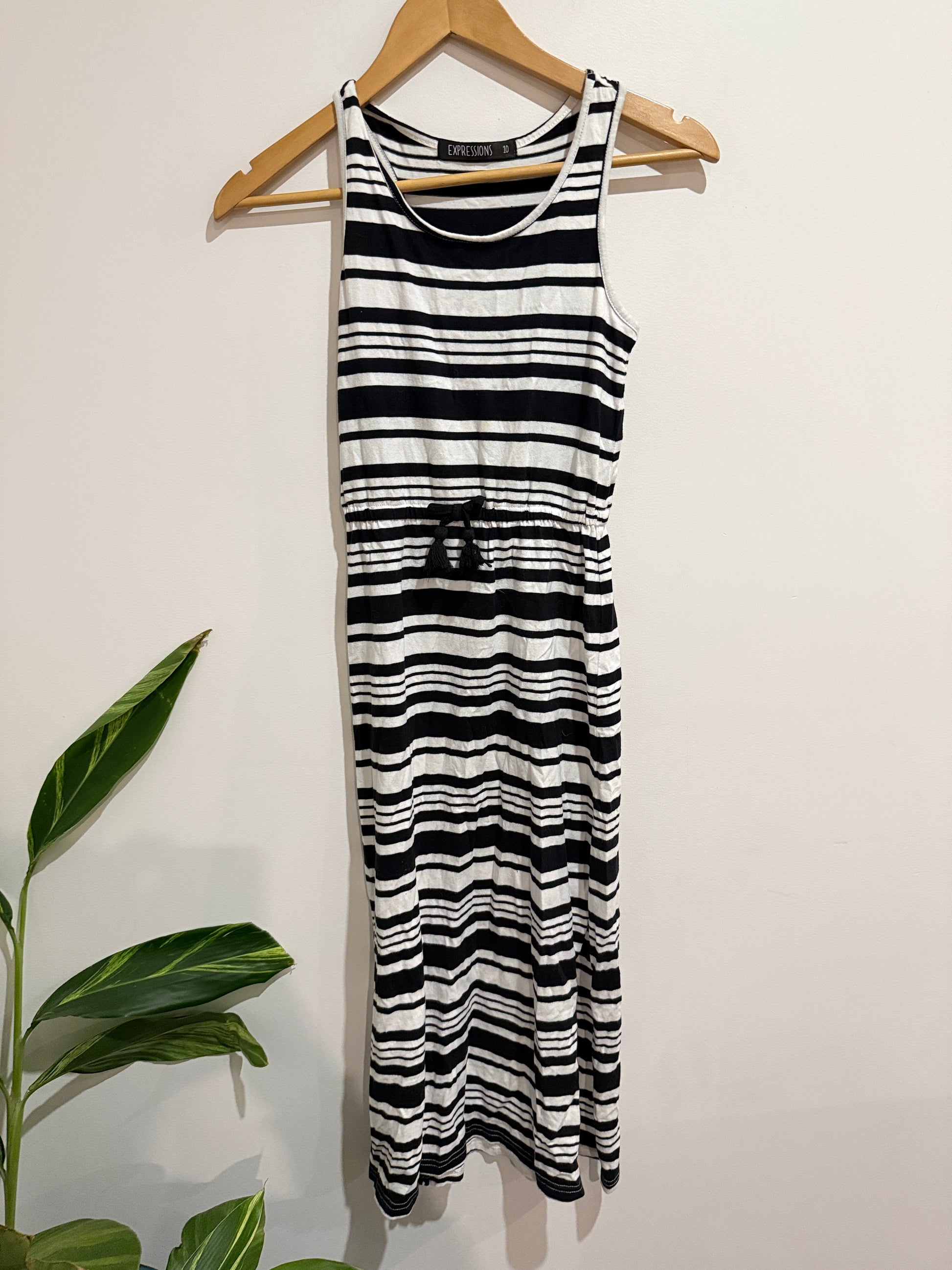 Expressions Stripe Sleeveless Midi Dress Size 10