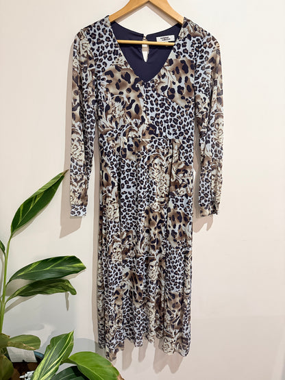 European Collection Animal Print Midi Dress Size 36 U/Arm to U/Arm 41cm