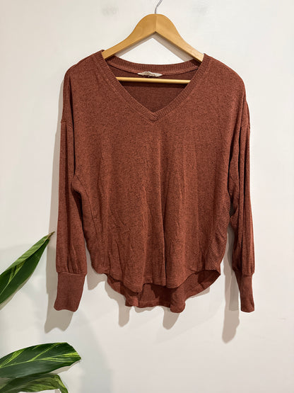 Zest V-neck Ribbed Knit Sweater Size XS | U/Arm to U/Arm 58cm