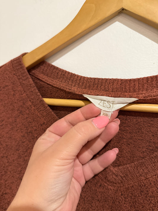 Zest V-neck Ribbed Knit Sweater Size XS | U/Arm to U/Arm 58cm